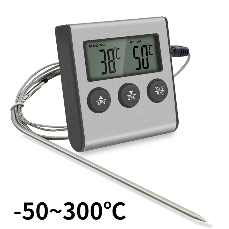 Commercial Kitchen Timer - Tp700 รีโมทดิจิตอลไร้สายอาหารเตาอบเครื่องวัดอุณหภูมิ Probe สําหรับเตาอบย่างบาร์บีคิวเนื้อจับเวลาอุณหภูมิด้วยตนเองชุด