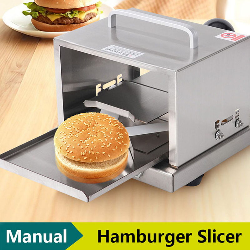 Commercial Bread Slicer - เครื่องตัดขนมปังแบบมือหมุน สแตนเลส สำหรับตัดเบเกิล เบอร์เกอร์ แฮมเบอร์เกอร์ แบบพกพา