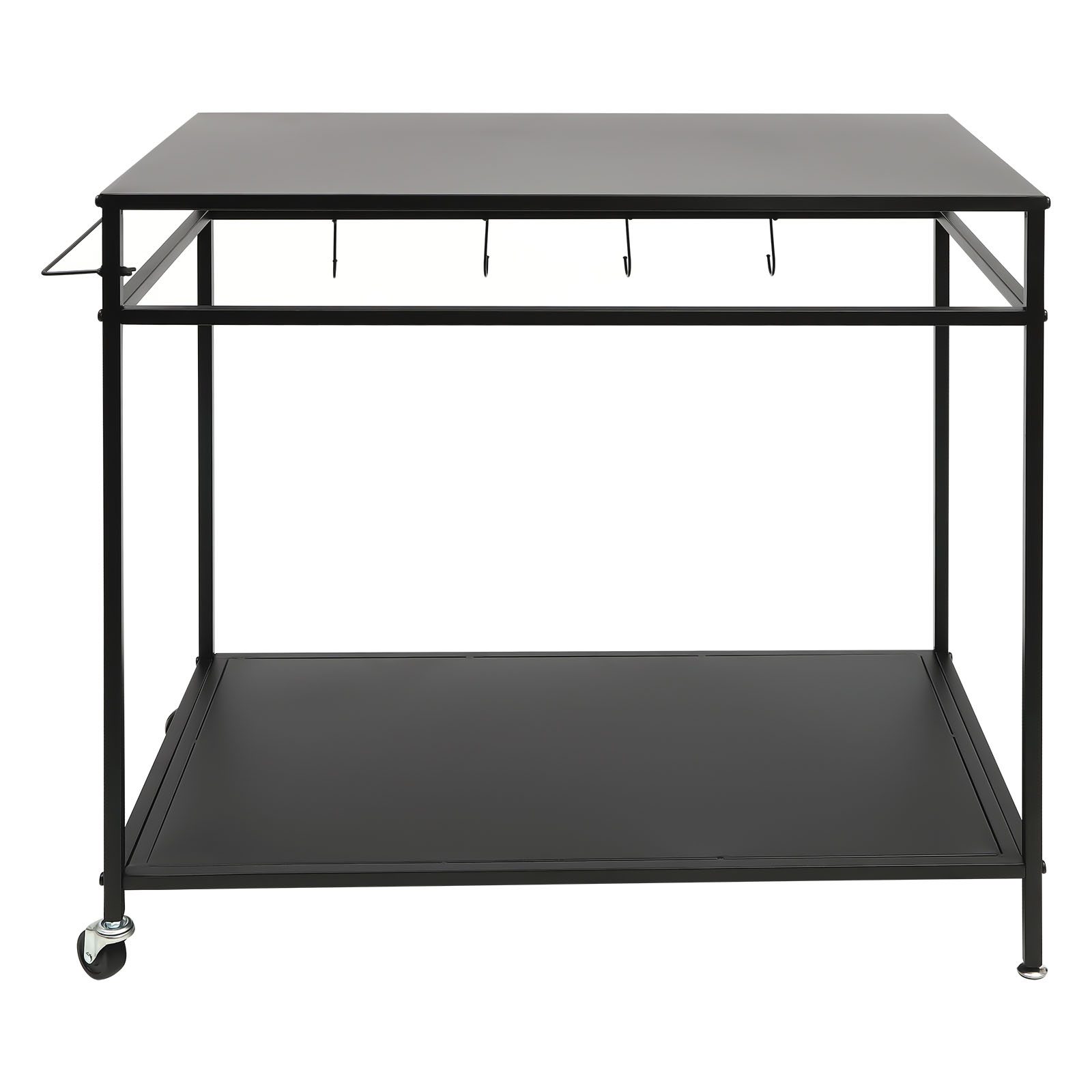 Commercial Kitchen Table - โต๊ะทำอาหารเคลื่อนที่แบบสองชั้น พร้อมชั้นวางของและชั้นวางเครื่องเทศ สำหรับใช้ในครัว/สวนหลังบ้าน