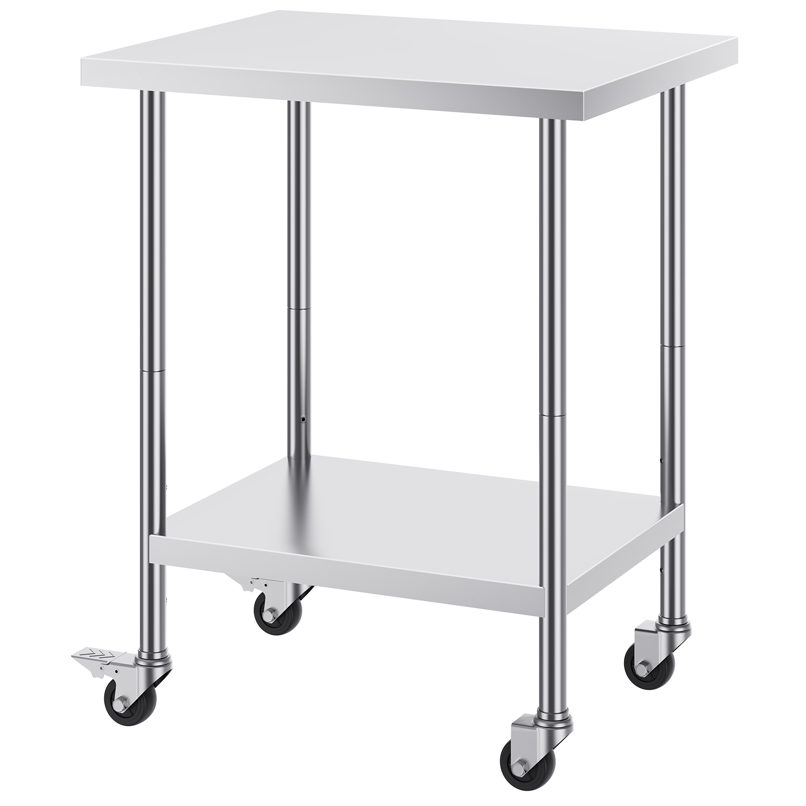 Commercial Kitchen Table - SucceBuy โต๊ะทํางานสแตนเลสมีล้อ ปรับระดับความสูงได้ 3 ระดับ โต๊ะเตรียมอาหารสําหรับงานหนักสําหรับห้องครัวเชิงพาณิชย์
