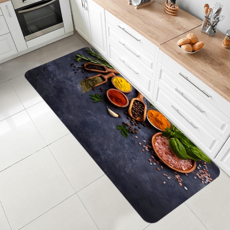 Commercial Kitchen Mats Anti Fatigue - พรมปูพื้นลายสมุนไพรสำหรับห้องครัว พรมกันลื่นเนื้อนุ่ม พรมปูพื้นยาว ป้องกันความเมื่อยล้า สำหรับพื้นที่ทำอาหาร ทางเดิน