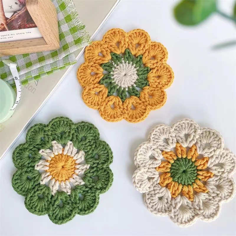 Commercial Kitchen Table - 1PCS ทอ Coasters Sunflower เสื่อดูดซับความร้อนฉนวนกันความร้อนและลื่นถ้วย Pad