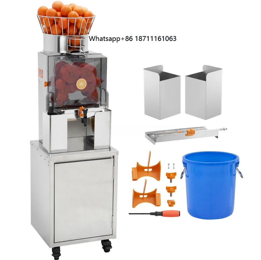 Juice Extractor Commercial - เครื่องคั้นน้ำส้มเชิงพาณิชย์, เครื่องสกัดน้ำผลไม้อัตโนมัติพร้อมกล่องกรองแบบดึงออกได้, ฝาครอบ PC, ถังเก็บเปลือก 3