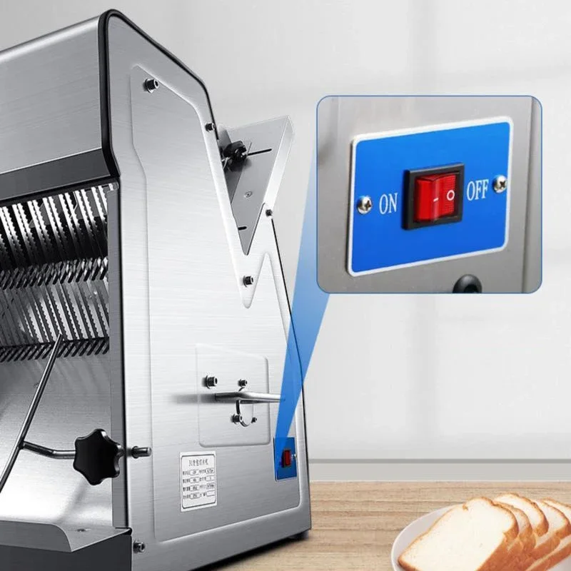 Commercial Bread Slicer - เครื่องหั่นขนมปังอเนกประสงค์เชิงพาณิชย์ 220V/370W เครื่องหั่นขนมปังไฟฟ้าเชิงพาณิชย์ เครื่องหั่นขนมปังสี่เหลี่ยมสแตนเลส