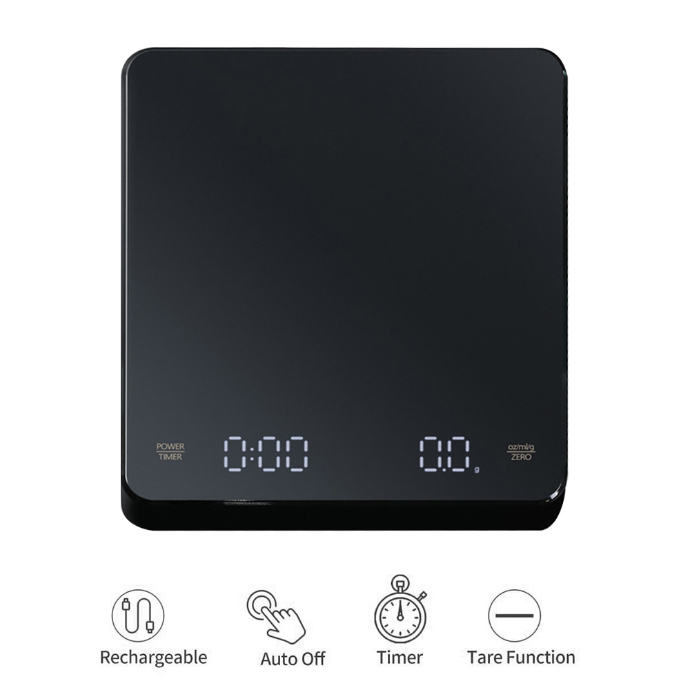 Commercial Kitchen Timer - เครื่องชั่งกาแฟดิจิตอลพร้อมตัวจับเวลาหน้าจอ LED Espresso USB 3 กก.