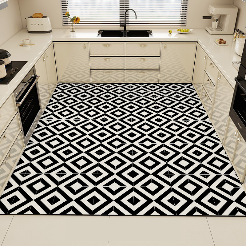Commercial Kitchen Mats Anti Fatigue - พรมครัวสีดำ พีวีซี กันน้ำ พรมขนาดใหญ่ ตกแต่งบ้าน ไวนิล