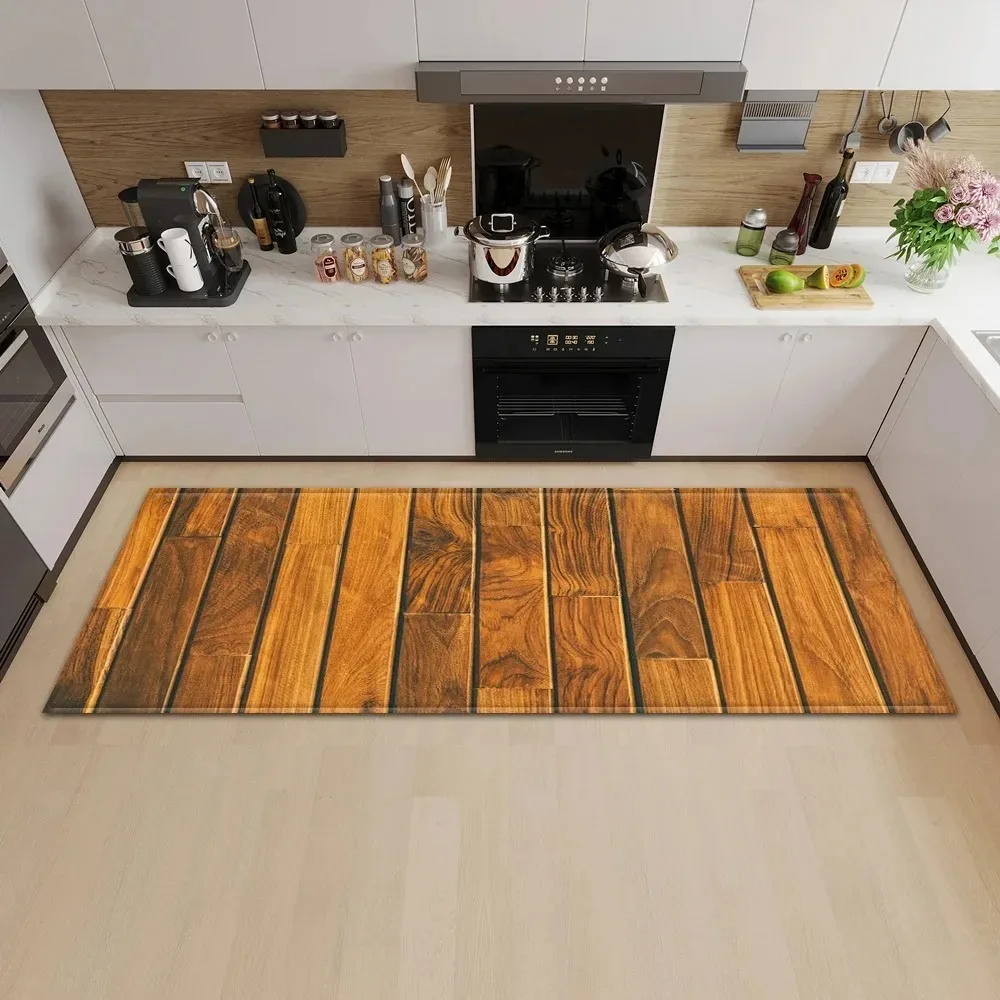 Commercial Kitchen Mats Anti Fatigue - พรมปูพื้นลายไม้คลาสสิก ป้องกันการลื่น สำหรับห้องโถง ห้องครัว ห้องซักรีด ห้องนั่งเล่น