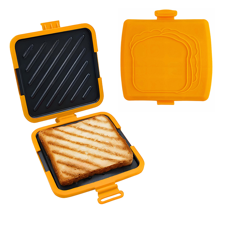 Sandwich Press Panini - เครื่องทำแซนวิชไมโครเวฟ 3-in-1 เครื่องทำแซนวิชโทสตี้พานินีกดดีไซน์ปลอดภัยสำหรับเครื่องล้างจานเพื่อการเตรียมอาหารที่รวดเร็ว