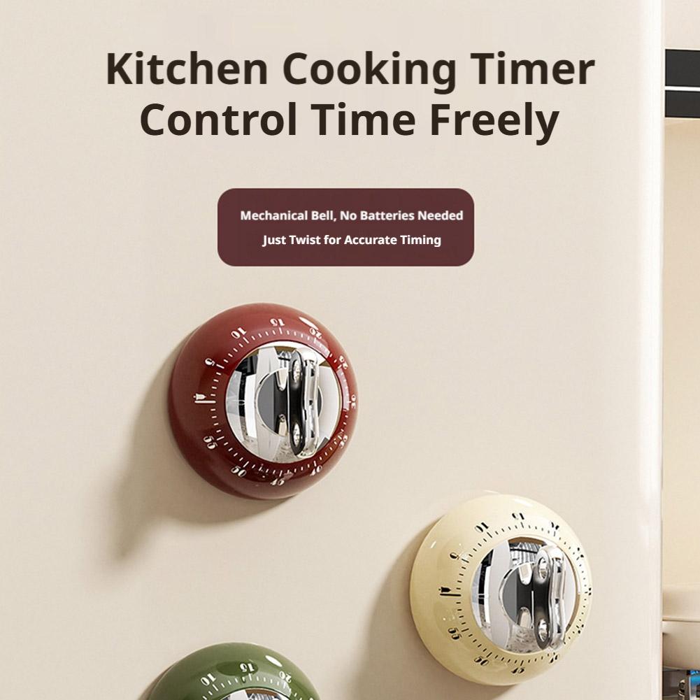 Commercial Kitchen Timer - นาฬิกาจับเวลาแม่เหล็กแบบแมนนวล นาฬิกาปลุกนับถอยหลัง นาฬิกาตั้งโต๊ะ ไม่ใช้แบตเตอรี่ สำหรับทำอาหาร อาบน้ำ
