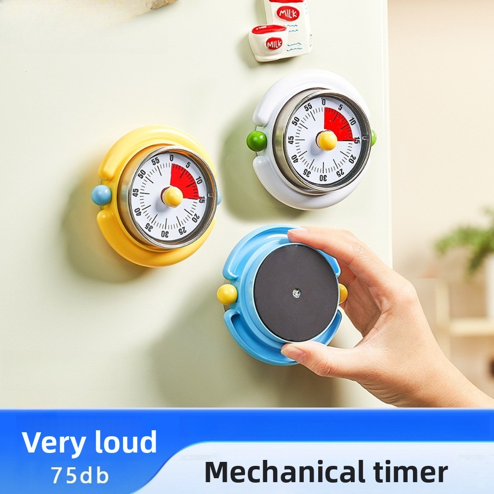 Commercial Kitchen Timer - นาฬิกาจับเวลาแบบกลไก 60 นาที นาฬิกานับถอยหลังแบบแม่เหล็ก ไม่มีแบตเตอรี่ จอแสดงผลแบบภาพ