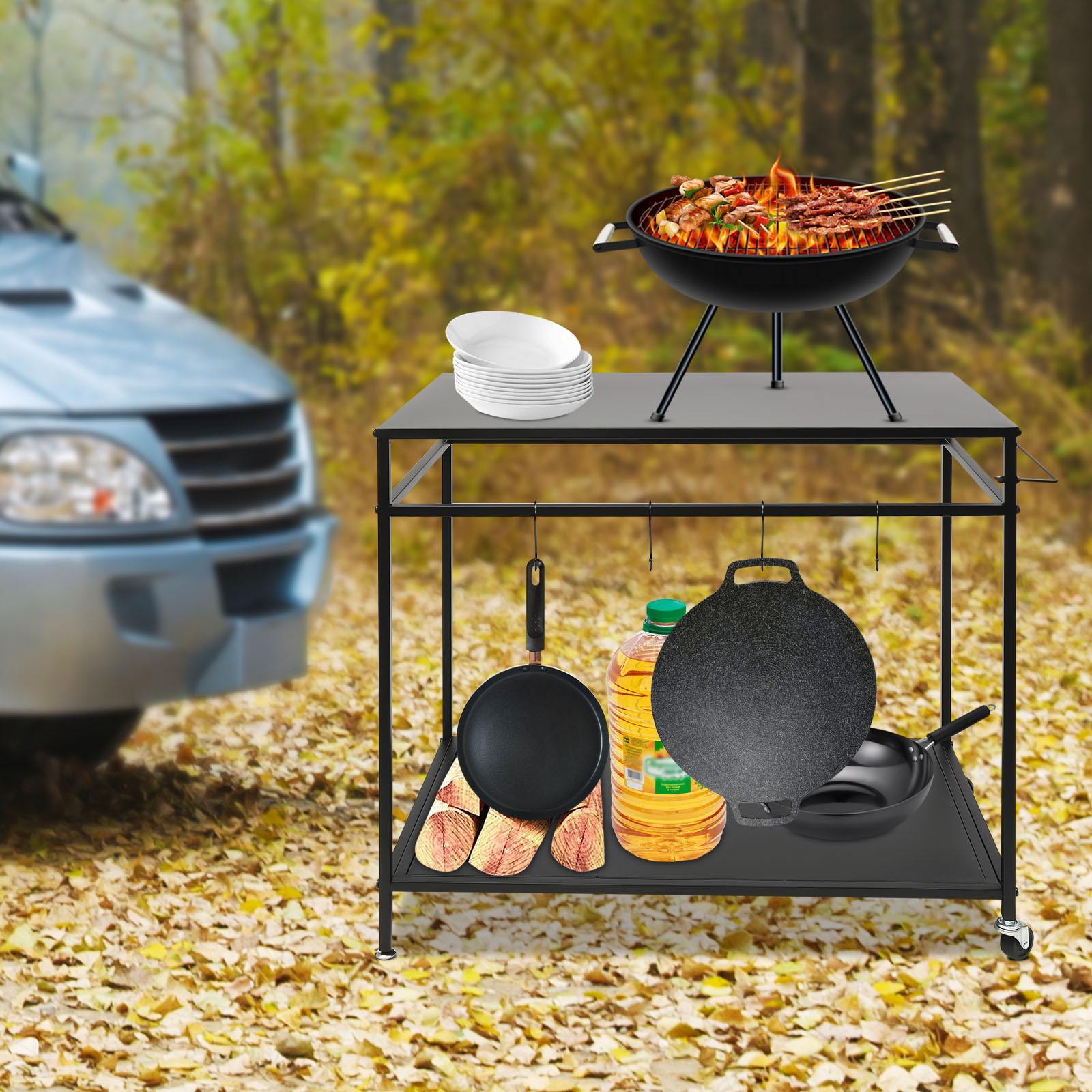โต๊ะทำอาหารเคลื่อนที่แบบสองชั้ - Commercial Kitchen Table บทวิจารณ์และราคา