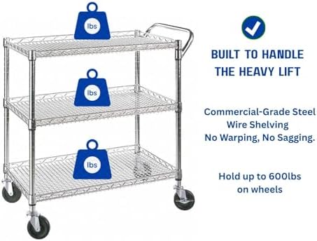 รถเข็นครัวอเนกประสงค์แบบ 3 ชั้ - Commercial Kitchen On Wheels บทวิจารณ์และราคา