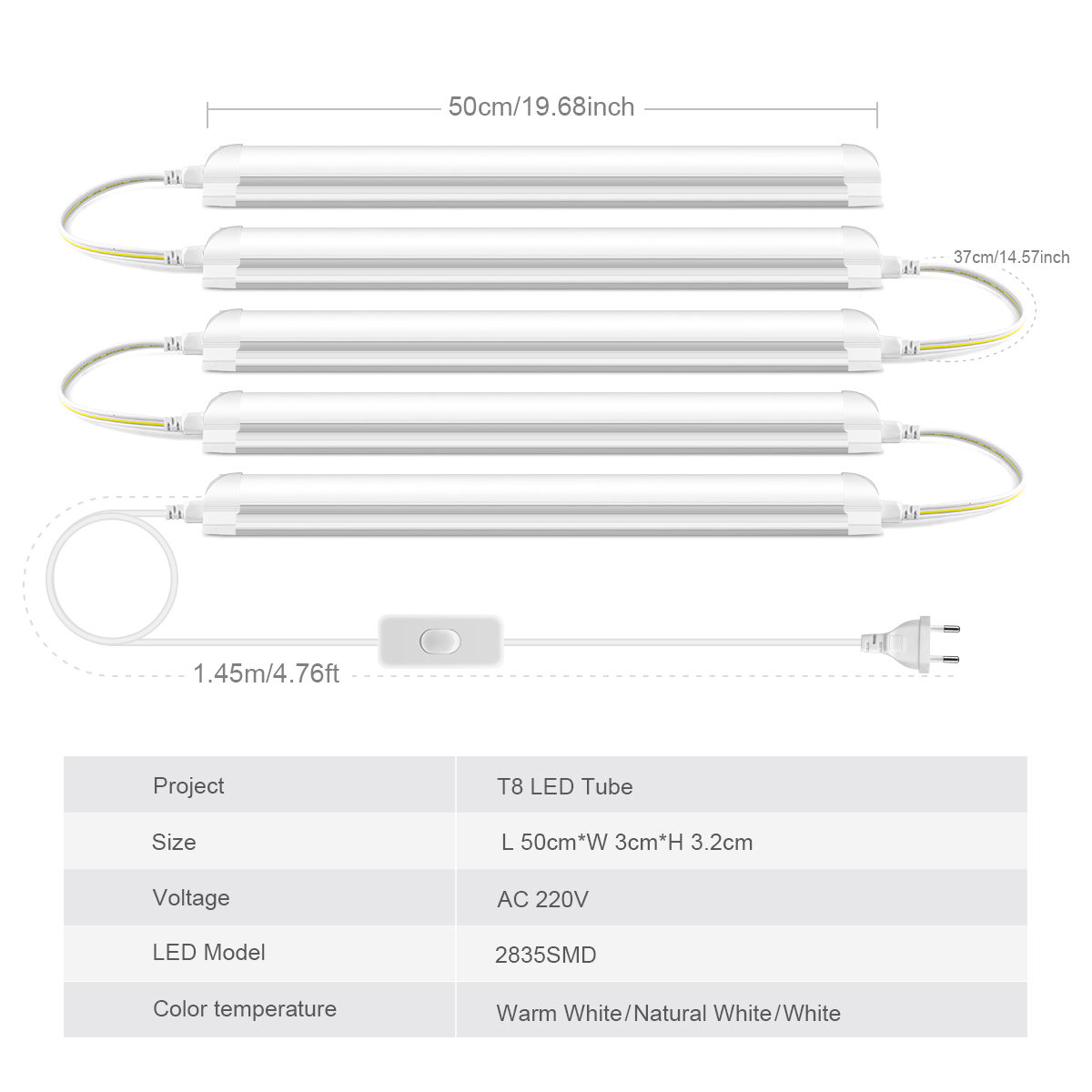 AC220V EU Plug T8 หลอดไฟ LED 2 - Commercial Kitchen Ceiling บทวิจารณ์และราคา